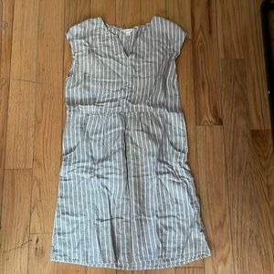 Garnet Hill French Linen Striped Pocket Dress